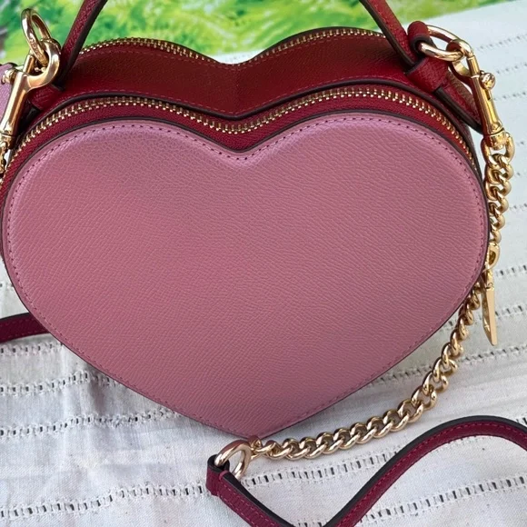 Coach RARE color block pink red HEART crossbody bag. NEW WITHOUT TAGS - Picture 12 of 16